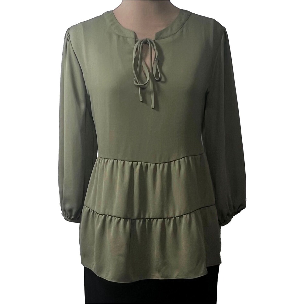 New York & Company Sage Green Blouse Womens Large NWT Office Casual Top